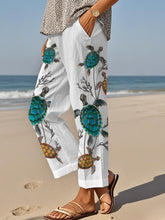 Pantalon Femme Neuf-Minute Coton Lin Imprimé Tortue De Mer